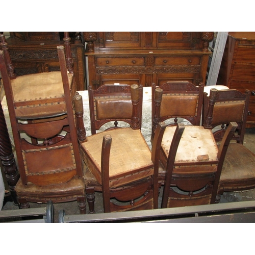 35 - Set of seven Victorian parlour chairs with leather backs and seats NB At Peel Road warehouse READ TH... 