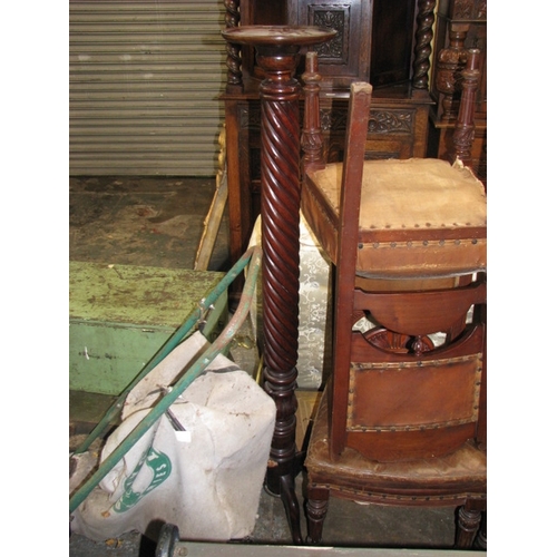 36 - Mahogany pedestal with twisted column NB At Peel Road warehouse READ THE AUCTION INFO