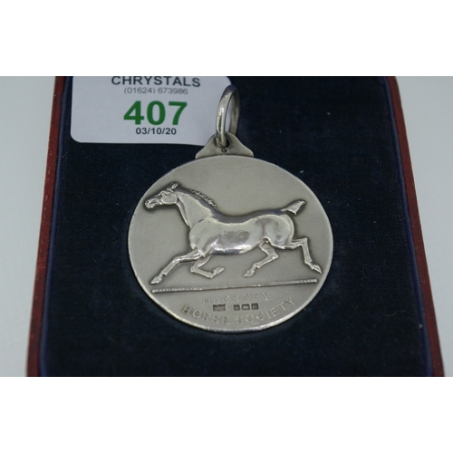 407 - Silver Hackney Horse Society medal, Mappin & Webb (cased)