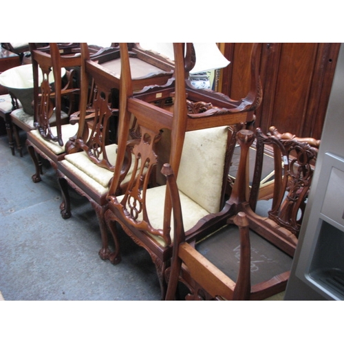 44 - Set of ten Chippendale style dining chairs with two carvers NB At Peel Road warehouse READ THE AUCTI... 