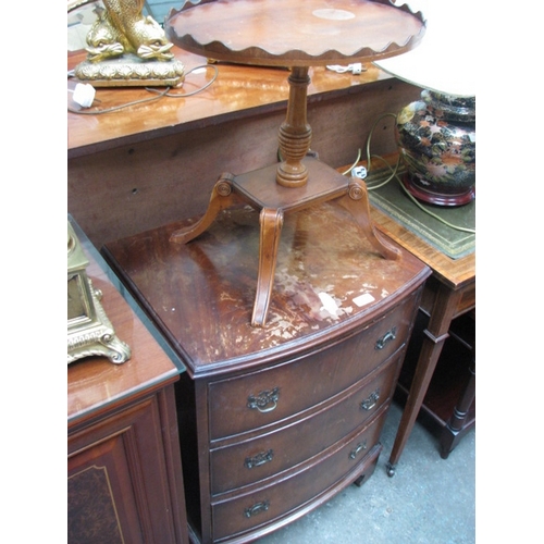 48 - Bow front chest and three occasional tables NB At Peel Road warehouse READ THE AUCTION INFO