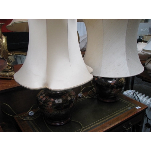 49 - Pair of floral table lamps NB At Peel Road warehouse READ THE AUCTION INFO