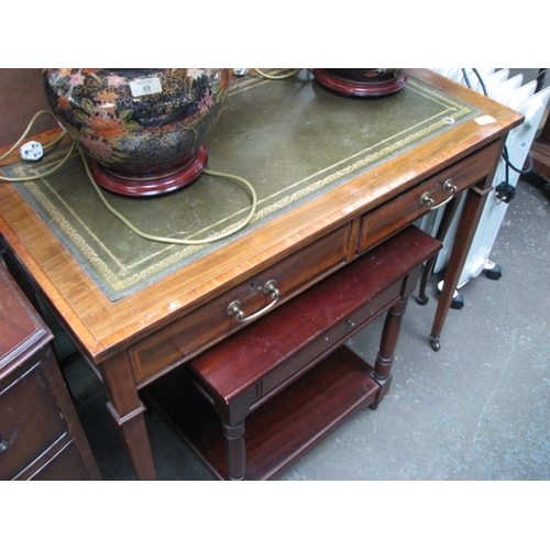 50 - Edwardian two drawer writing table with green leather to top NB At Peel Road warehouse READ THE AUCT... 