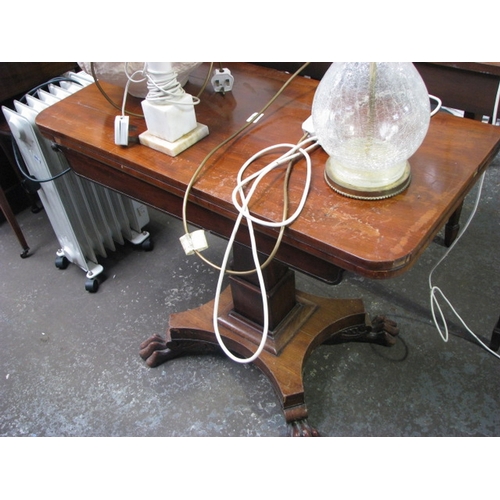 53 - Regency mahogany folding tea table with lion paw feet NB At Peel Road warehouse READ THE AUCTION INF... 