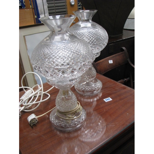 59 - Pair of cut glass table lamps possibly, Waterford NB At Peel Road warehouse READ THE AUCTION INFO