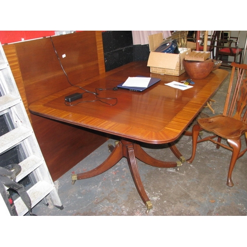 6 - Good quality Regency style mahogany dining table, cross banded with satin wood, to seat approx twelv... 