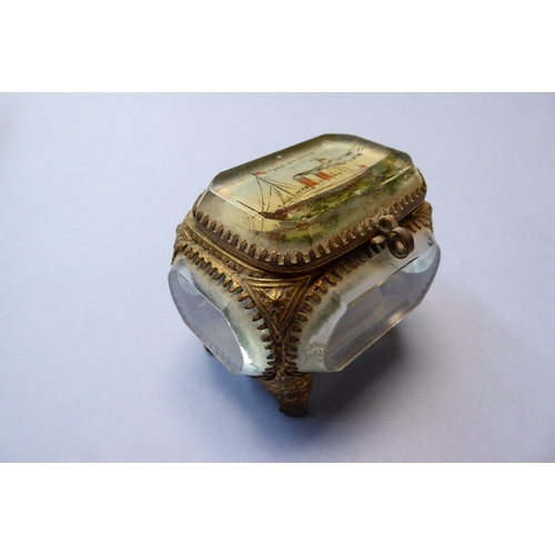 55 - Victorian ring box having decoration of Ben my Chree to top