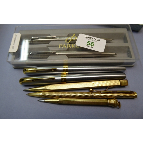 56 - Collection of pens including Parker