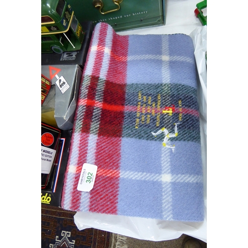 302 - Isle of Man TT Centenary tartan wool scarf (unworn)