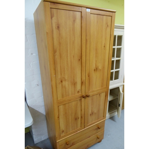 201 - Wood effect wardrobe with drawers to bottom