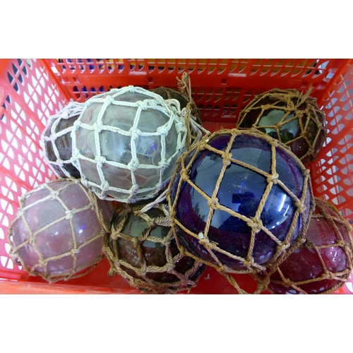 226 - Box of glass fishing floats