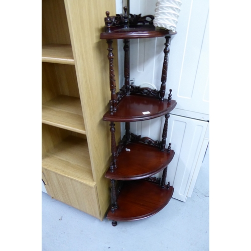 235 - Mahogany finish four shelf corner what-not