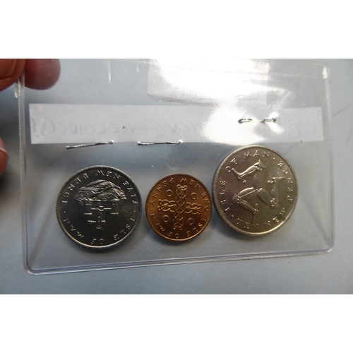 315 - An Isle of Man 1972 five pence, one pence and ten pence pieces