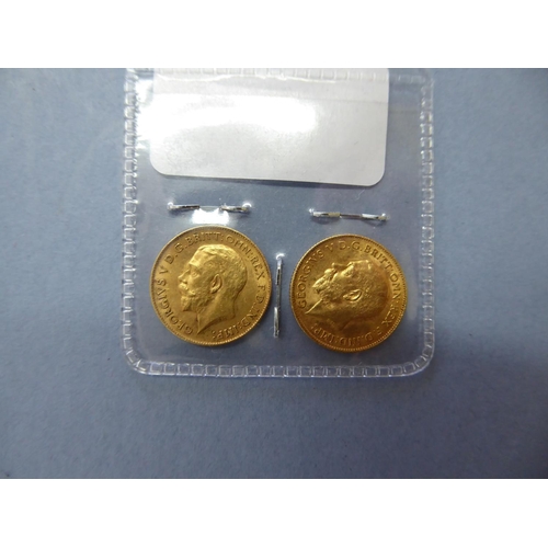 117 - Two gold half sovereigns 1911 and 1912