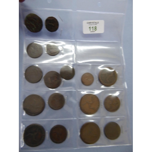 118 - A good collection of Isle of Man copper coins penny and half penny 1709, 1733, 1758, 1786, 1798, 181... 