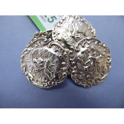 125 - A set of four chased silver buttons - Birmingham 1901