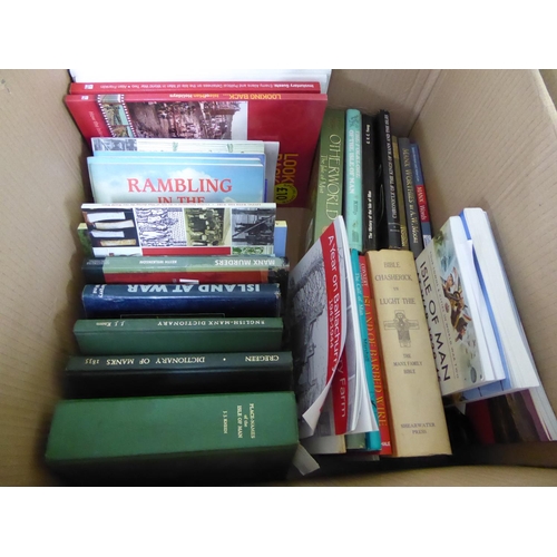 132 - Box of Manx publications - Island at War, Cregeen's Manx - English dictionary and Kneen's place name... 