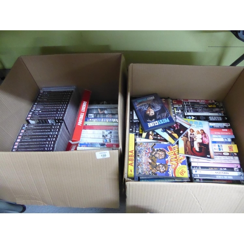 150 - Two boxes of assorted DVDs -  FA cup finals and music