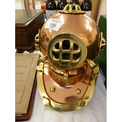 196 - Brass and copper model of a deep sea diver's helmet