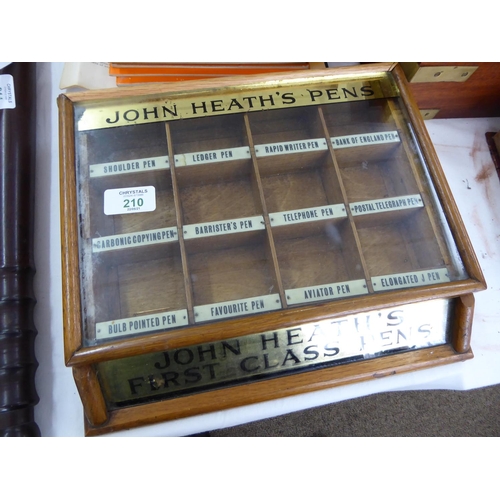 210 - John Heath's Pens advertising shop nib display case