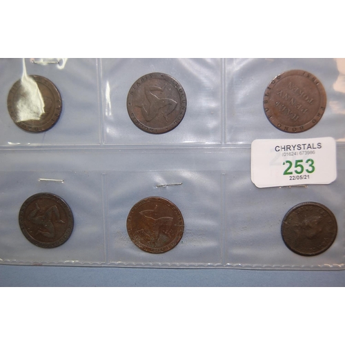 253 - Isle of Man 6 x copper coins 1786, 1813, 1831