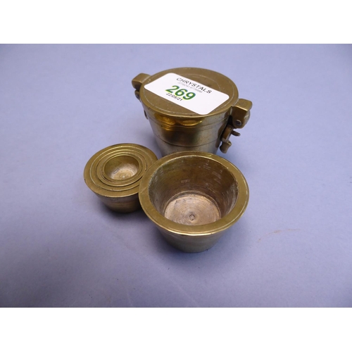 269 - Set of five brass bucket weights