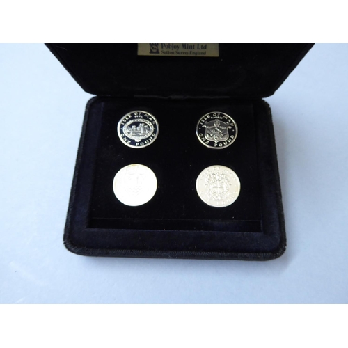 93 - An Isle of Man proof sterling silver Piedfort pound coin set 1983, 1984, 1985 and 1986