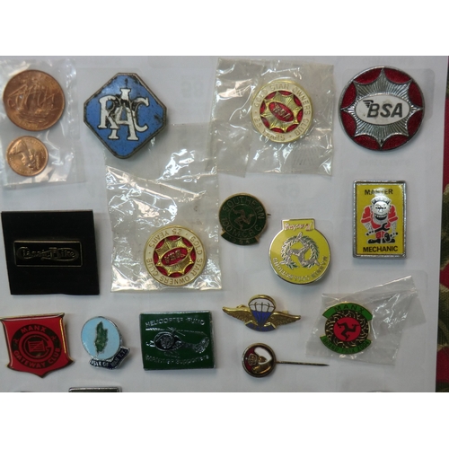 73 - Box of motorcycle badges including TT and Southern 100