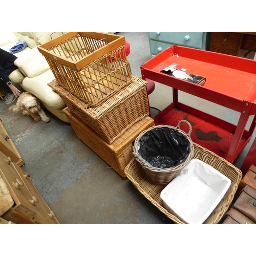 52 - Collection of cane and wicker baskets NB. This lot is at our Peel Road store. READ THE SALE INFO