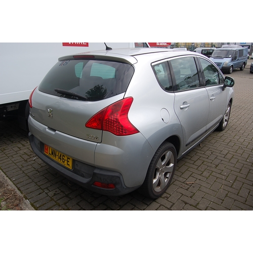 31 - LMN146E
Silver Peugeot 3008 1.5L
First Registered 12.10.2009
Approx 38,612 miles
Manual Diesel