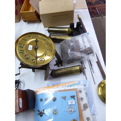 447 - A clock workings with a brass dial