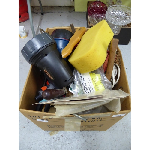 139 - Good box of hand tools torches and DIY items