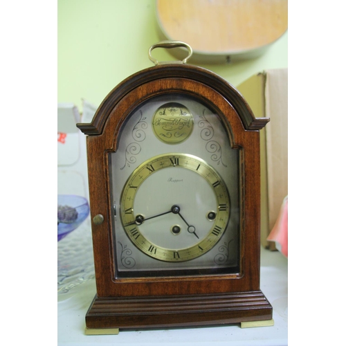 157 - Rapport mahogany mantel clock with key