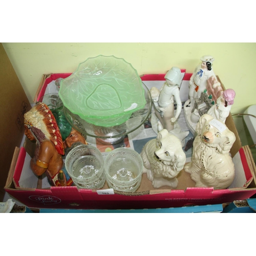163 - Box containing cut glass and figures and Artware