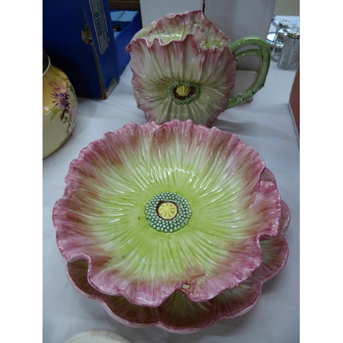 46 - Three pieces of unusual Japanese crockery in the form of flowers