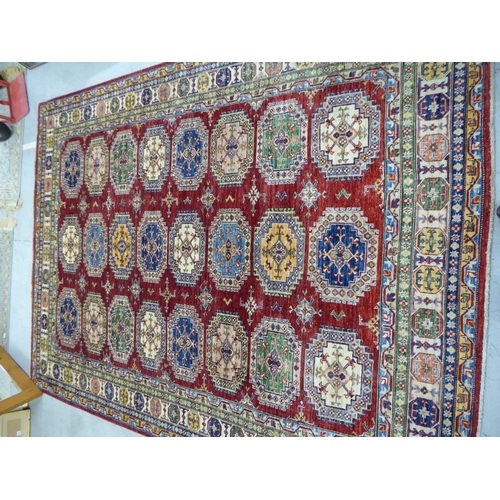 280 - Caucasian carpet geometric design mostly red blue and cream wools 114