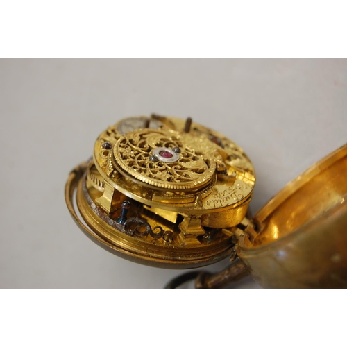 231 - An 18thC pair cased watch made by Joseph Dudds London (in need of repair)