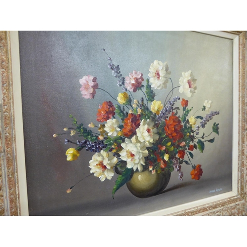 334 - James North, Still Life Flowers in a Vase, oil on canvas, signed, 20 x 22 ins