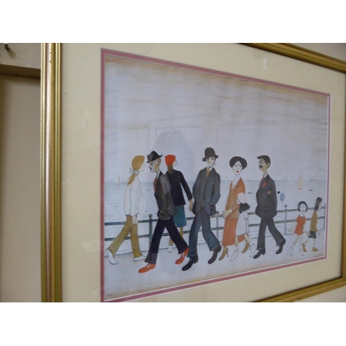 338 - L.S. Lowry print, Figures on the Promenade