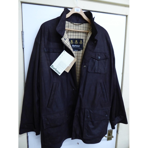 339 - Barbour, brown leather bushman gent's coat - as new - cost originally £449.00