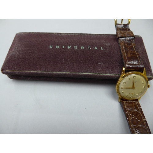 67 - Universal 18 ct gold Gent's wind up wrist watch