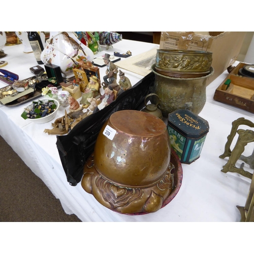 239 - A collection of some Art Nouveau and other metal ware items