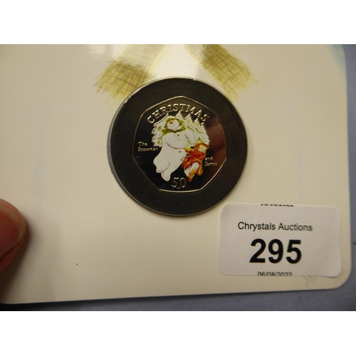 295 - 2008 Isle of Man Christmas coloured 50p piece - 'The Snowman and James'