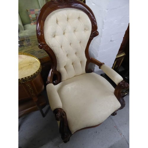 260 - Two similar Victorian nursing chairs with button upholstery