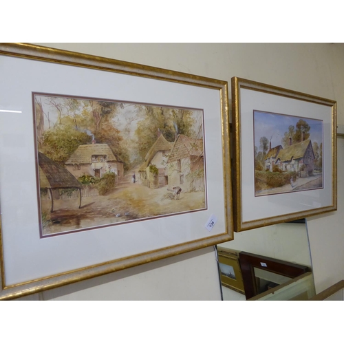 136 - Storie, Pair of watercolours of thatched cottages, signed, 10 x 13 ins