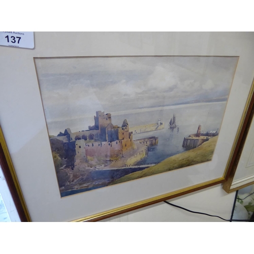 137 - Charles William Adderton, Peel Castle, watercolour, signed and dated '03, 11 x 13 ins