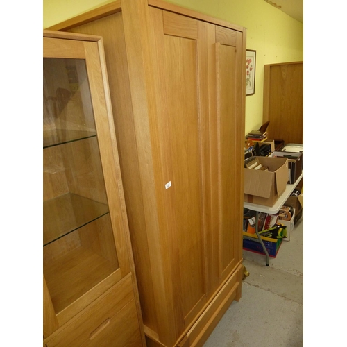 214 - Quality modern light oak wardrobe with single drawer under - height 78ins approx width 40ins approx