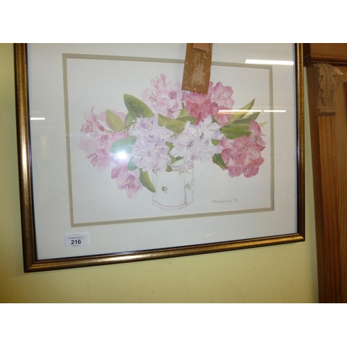 216 - Pair of watercolours of flowers by A P Silverthorne, signed and dated