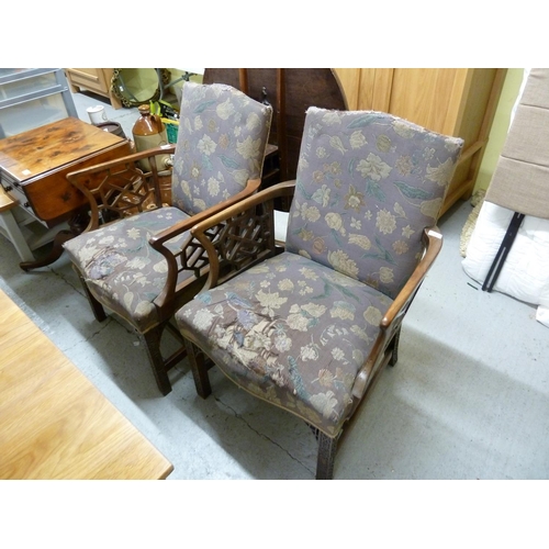 230 - Pair of Chinese Chippendale style mahogany arm chairs