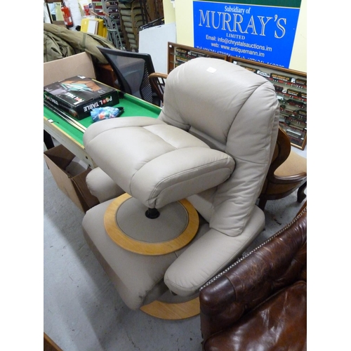 305 - Stressless style leather chair and foot stool